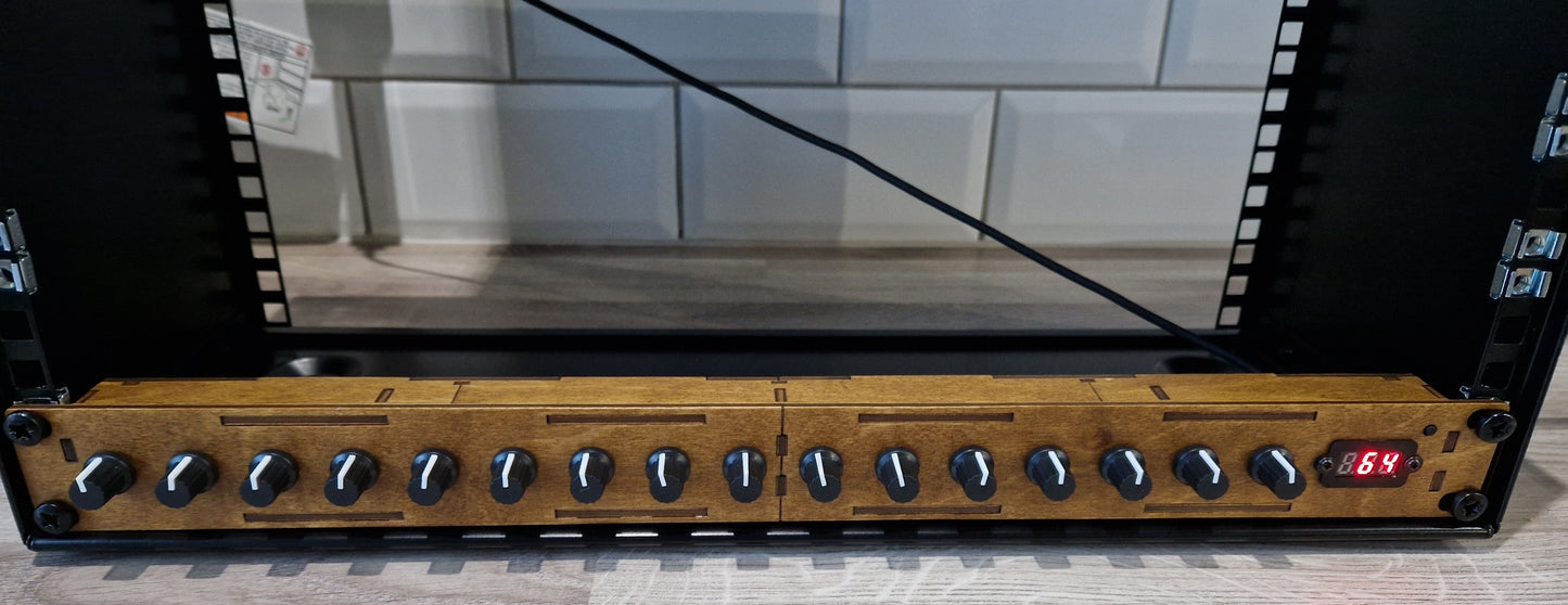 19" Rack Mount 16 knob USB MIDI and DIN MIDI Controller