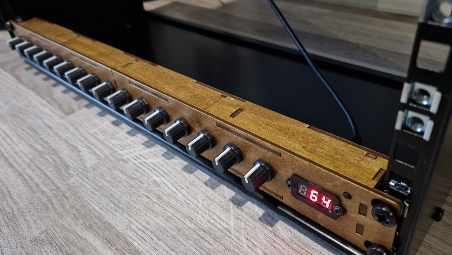 19" Rack Mount 16 knob USB MIDI and DIN MIDI Controller