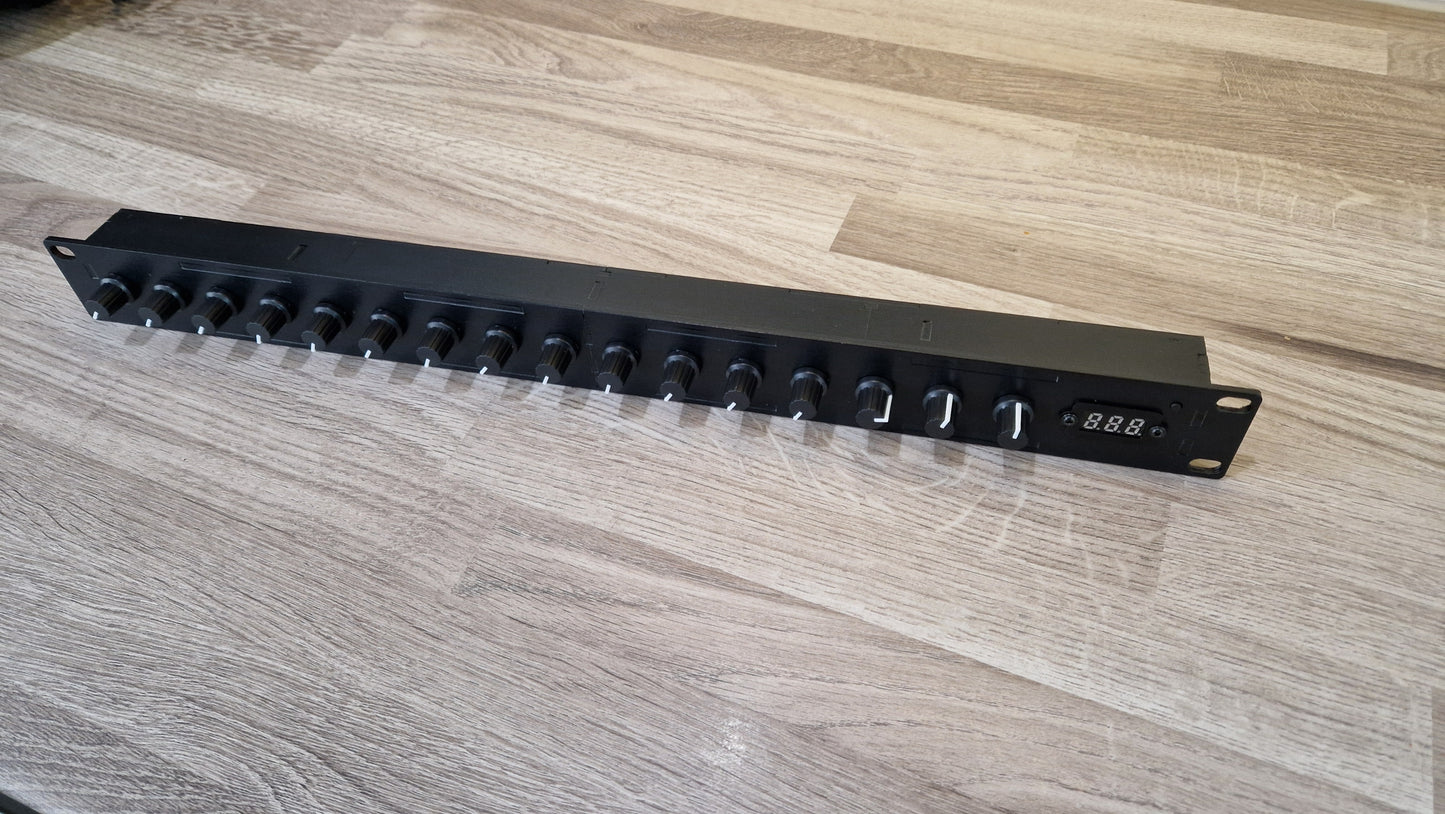 19" Rack Mount 16 knob USB MIDI and DIN MIDI Controller black
