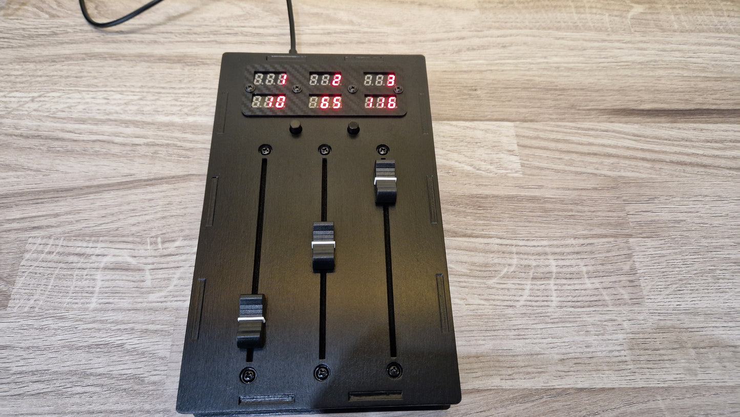3 Fader 100mm with 6 LED displays