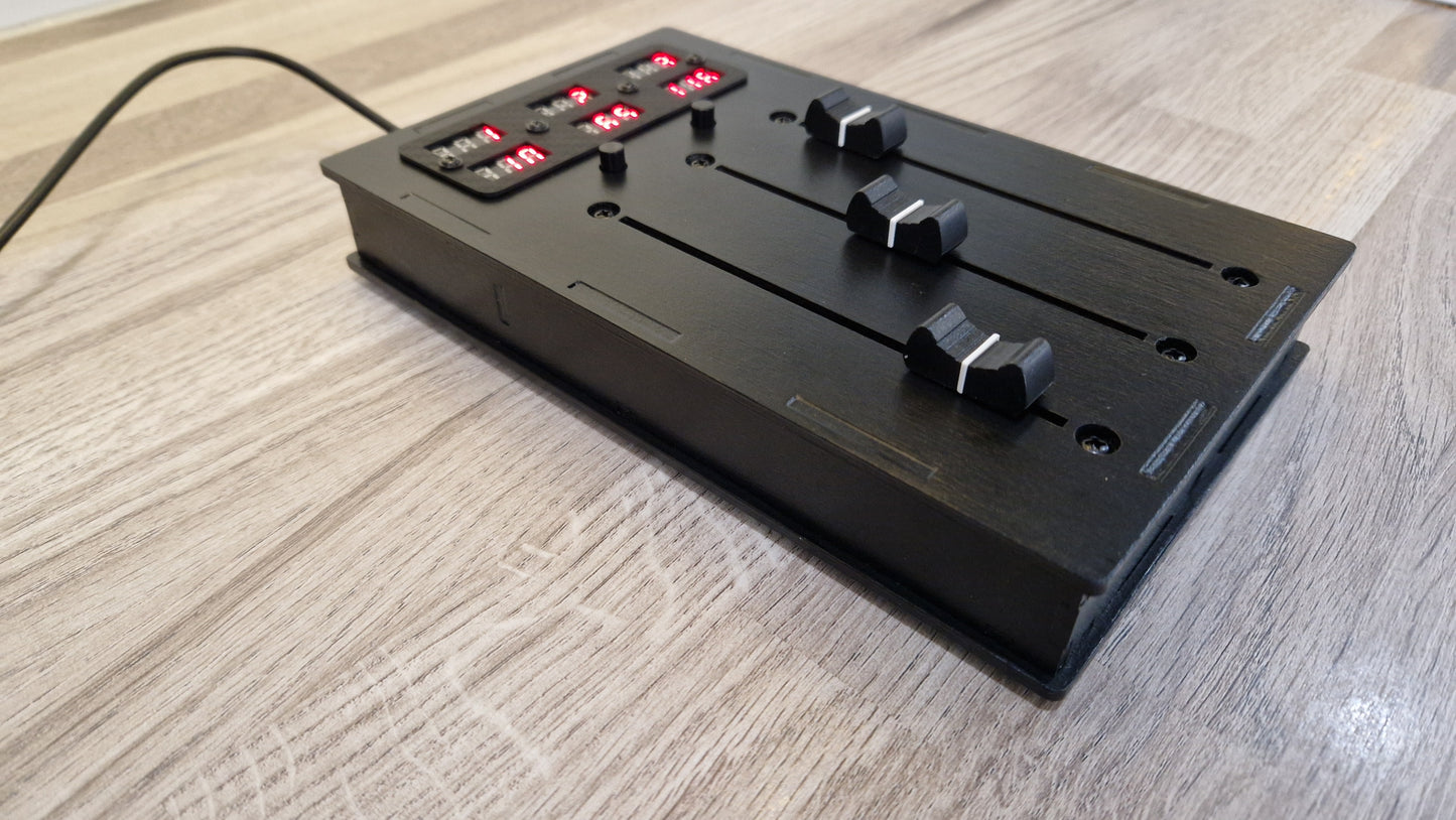 3 Fader 100mm with 6 LED displays