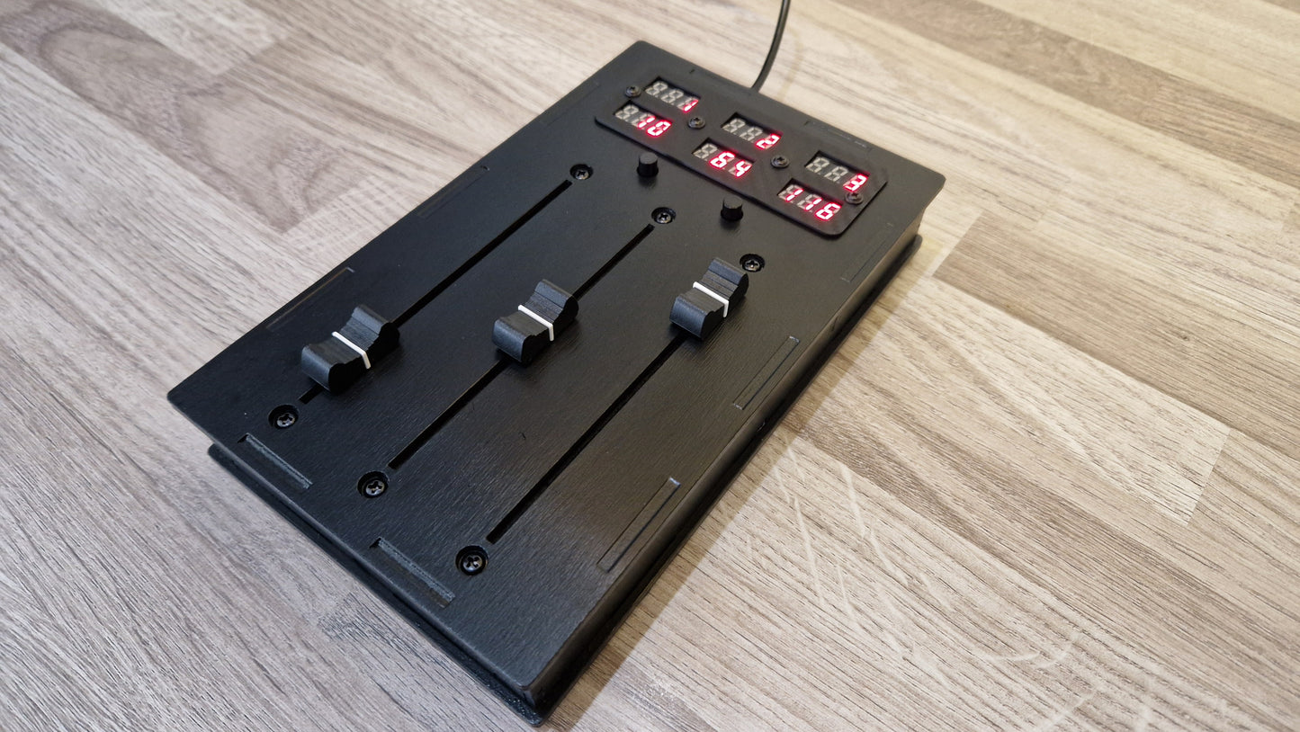 3 Fader 100mm with 6 LED displays