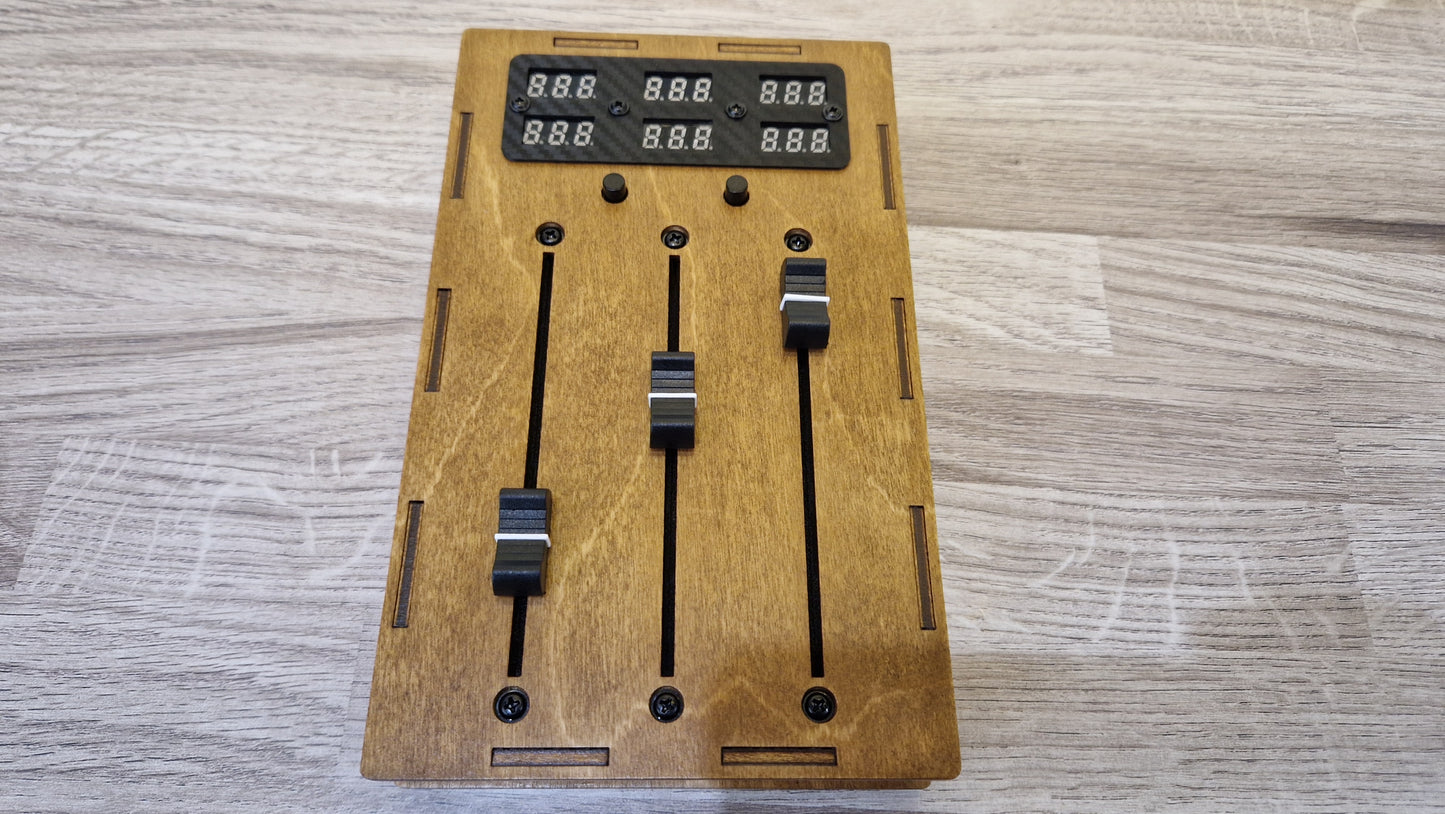 3 Fader 100mm with 6 LED displays