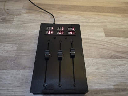 3 Fader 100mm with 6 LED displays